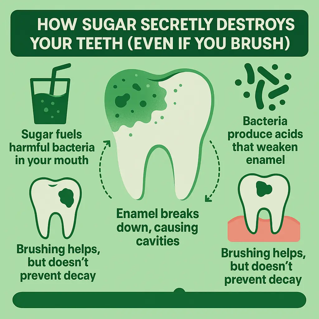 sugar damages teeth